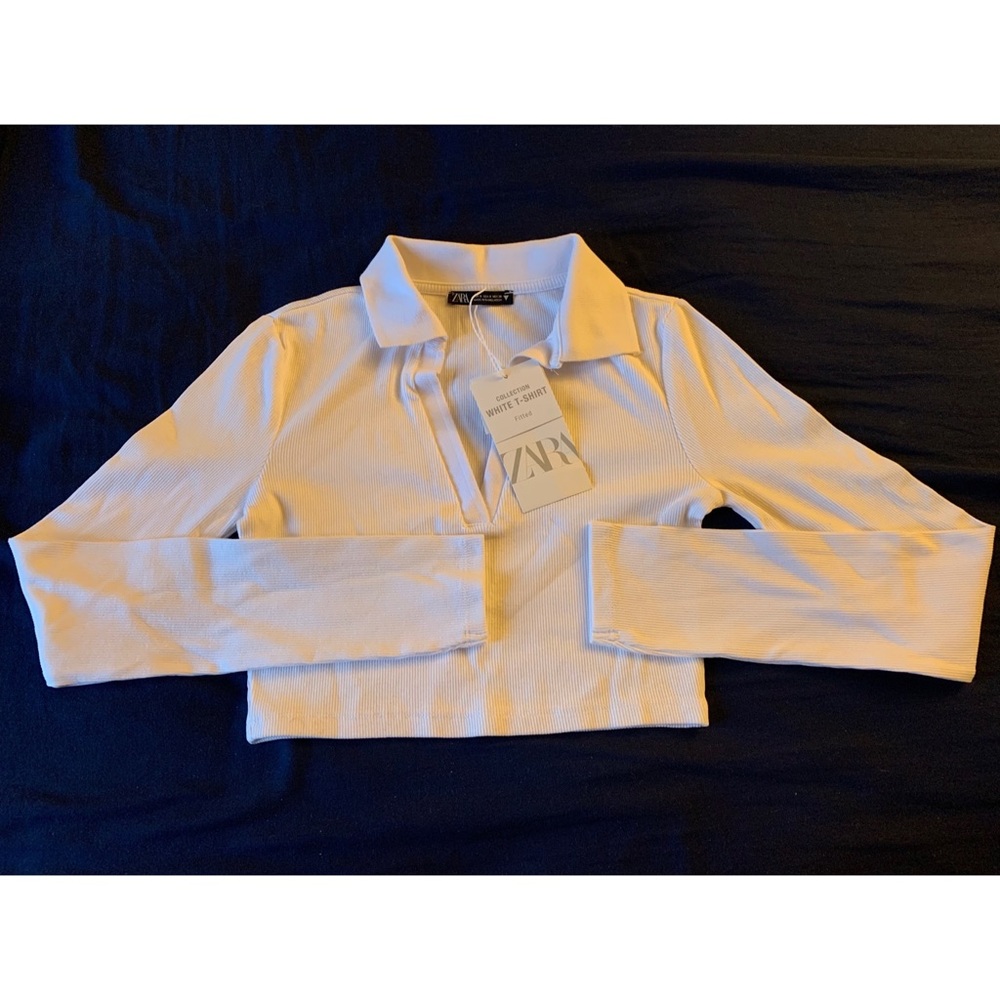 New Zara White Crop Shirt Size Small